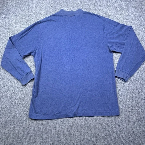 VTG Cross Creek Mock Neck Shirt Mens L USA Made Blue Long Sleeve 90s - Picture 5 of 6